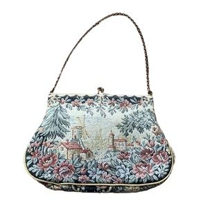 Vintage 30s / 40s Rare Jolles Original‎ Tapestry Purse Windmill Scene